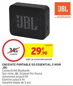 Intermarché Hyper JBL ENCEINTE PORTABLE GO ESSENTIAL 2 NOIR offre
