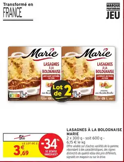 Intermarché Hyper Marie Lasagnes à la Bolognaise offre