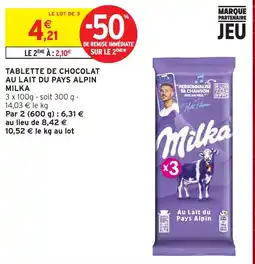 Intermarché Hyper Milka TABLETTE DE CHOCOLAT AU LAIT DU PAYS ALPIN offre