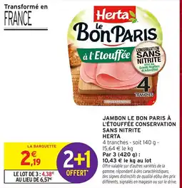 Intermarché Hyper Herta Jambon le bon paris à l'étouffée offre