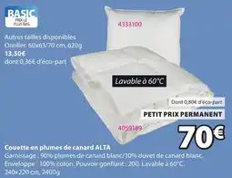 JYSK ALTA Couette en plumes de canard offre