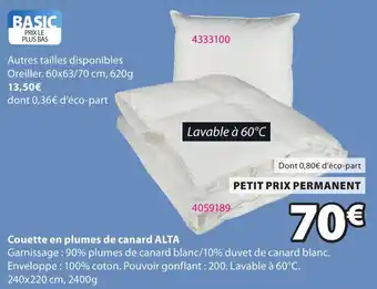 ALTA Couette en plumes de canard