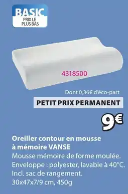 JYSK VANSE Oreiller contour en mousse à mémoire offre