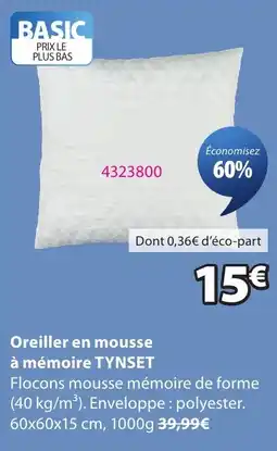 JYSK TYNSET Oreiller en mousse à mémoire offre