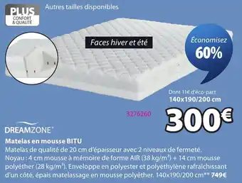 DREAMZONE Matelas en mousse BITU