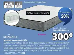 JYSK DREAMZONE Matelas à ressorts LEKSA offre