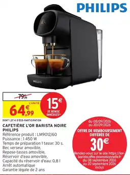 Intermarché Hyper PHILIPS CAFETIÈRE L'OR BARISTA NOIRE offre