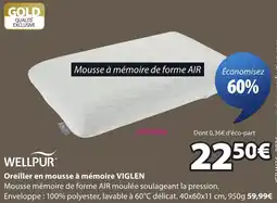 JYSK WELLPUR Oreiller en mousse à mémoire VIGLEN offre