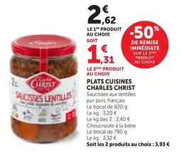 Bi1 Charles Christ Saucisses Lentilles offre