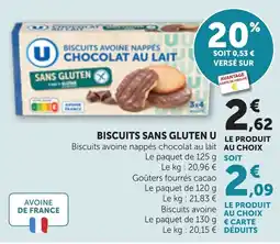 Bi1 U Biscuits avoine nappés chocolat au lait offre