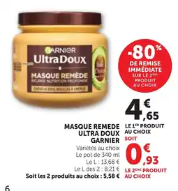 Maximarché GARNIER MASQUE REMÈDE ULTRA DOUX offre