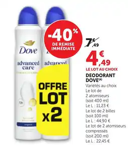 Maximarché Dove DEODORANT offre