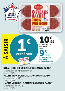Maximarché BIGARD Steak hache pur boeuf 20% MG offre