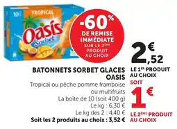 Maximarché Oasis Batonnets sorbet glaces offre