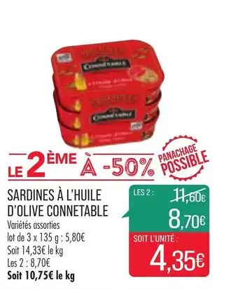 Match Sardines à l'huile d'olive connetable offre