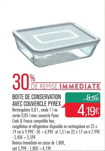 Match Boite de conservation avec couvercle pyrex offre