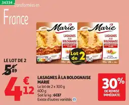 Auchan Marie Lasagnes à la bolognaise offre