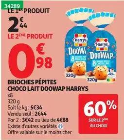 Auchan Harrys Doowap Brioches Pépites Choco Lait offre