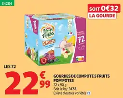 Auchan Pom'Potes Gourdes de compote 5 fruits offre