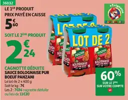 Auchan PANZANI Sauce bolognaise pur boeuf offre