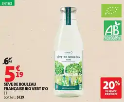 Auchan VERTD SÈVE DE BOULEAU offre