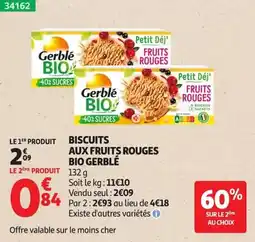 Auchan Gerblé Biscuits aux fruits rouges offre