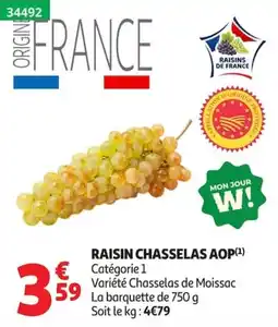 Auchan RAISIN CHASSELAS AOP offre