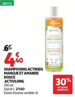 Auchan ACTIVLONG SHAMPOOING ACTIKIDS MANGUE ET AMANDE DOUCE offre