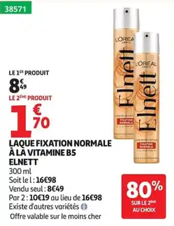Auchan L'oréal laquet fixation normale a la vitamines b5 elnett offre