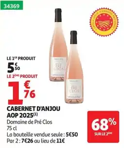 Auchan Domaine de Pré Clos CABERNET D'ANJOU offre
