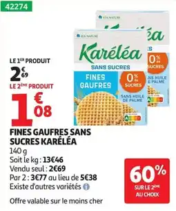 Auchan Karéléa Fines gaufres sans sucres offre