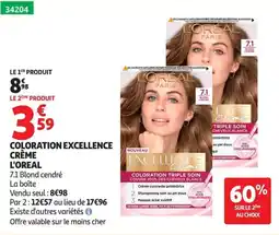 Auchan L'OREAL COLORATION EXCELLENCE CRÈME offre