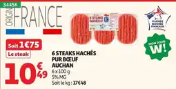 Auchan Auchan 6 Steaks Hachés Pur Bœuf offre