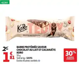 Auchan Koro Barre protéinée offre