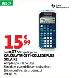 Auchan TEXAS INSTRUMENTS CALCULATRICE TI-COLLEGE PLUS SOLAIRE offre