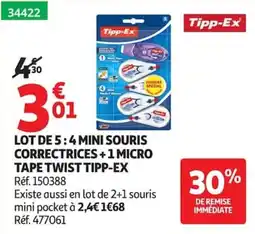 Auchan Tipp-Ex mini souris correctrices offre