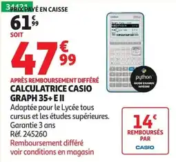Auchan CASIO CALCULATRICE GRAPH 35+ E II offre