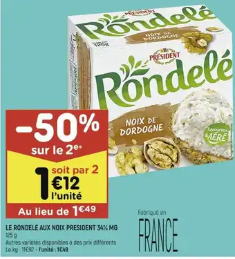 Leader Price Le Rondelé aux Noix President 34% MG offre