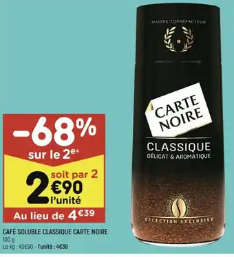 Leader Price Café Soluble Classique Carte Noire offre