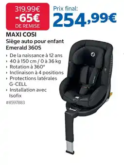 Costco MAXI COSI Siège auto pour enfant Emerald 360S offre