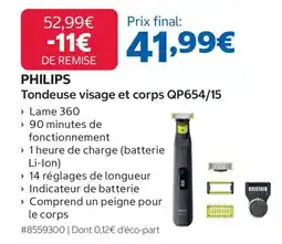 Costco PHILIPS Tondeuse visage et corps QP654/15 offre