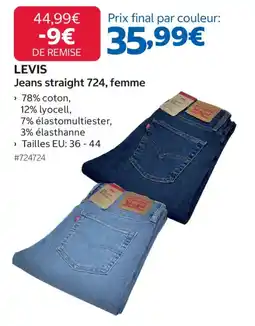 Costco LEVIS Jeans straight 724, femme offre