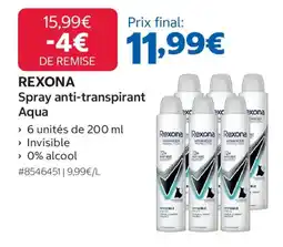 Costco REXONA Spray anti-transpirant Aqua offre