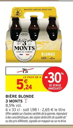 Intermarché 3 monts bière blonde offre