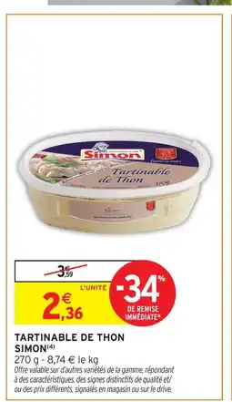 Intermarché Simon tartinable de thon offre