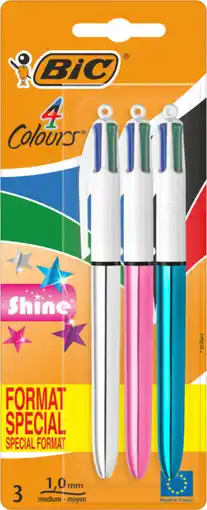 Auchan Bic lot de 3 stylos 4 couleurs shine bic offre