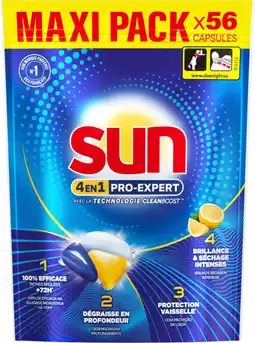 Auchan Sun capsules lave vaisselle 4 en 1 pro expert sun offre