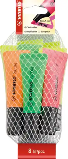 Auchan Stabilo lot de 8 surligneurs neon stabilo offre