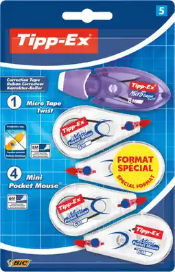 Auchan Bic lot de 5 : 4 mini souris correctrices + 1 micro tape twist tipp-ex offre