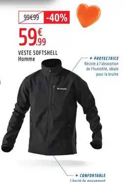 Intersport Columbia veste softshell homme offre